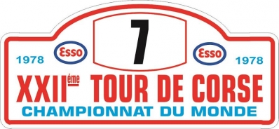 22º Tour de Corse 1978
Prueba 10 de 11

Del 4 al 5 de Noviembre, Ajaccio, Francia.
Superficie: asfalto.

El Rally tenia un total de 1166 km de los que 533 km divididos en 10 tramos, eran especiales.

En esta edición hab­ian 4 tramos de casi 100 Km
SS3 Le Fango - St Sauveur de 85.80 Km
SS5 Moca - Abbazia de 99 Km
SS8 St Antoine - Pont St Lauren de 97.60 Km
SS9 Ponte Nuovo - Pianiccia de 88.20 Km

Tomaron la salida 116 equipos, finalizaron 37.

(Placa dorsal 7 de Jean-Luc Therier)
Palabras clave: ;Corse;Corcega;1978