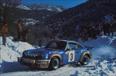Jean-Pierre Nicolas - Vincent Laverne
46º Rallye Automobile de Monte-Carlo 1978. Porsche 911 Carrera RS 3.0 (8737 RG 34). Clasificado 1º.
Publimmo Racing

Del 21 al 27 de Enero, Monte-Carlo.
Superficie: asfalto - nieve.

El Rally tenia un total de 4600 km de los que 570 km divididos en 29 tramos eran especiales (5 de ellas fueron canceladas SS8 Col du Fanget de 10 Km, SS10 Serre Chevalier de 10 Km, SS11 Col du Lautaret de 15 Km, SS14 Saint Pierreville de 16 Km y SS15 Burzet de 44 Km).

Se inscribieron 231 equipos, tomaron la salida 216, finalizaron 129.@
Palabras clave: Porsche;Montecarlo;1978;nieve