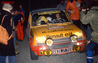 Jean Ragnotti - Jean-Marc Andrie
46º Rallye Automobile de Monte-Carlo 1978. Renault 5 Alpine (6636 JT 76). Clasificado 2º.

Del 21 al 27 de Enero, Monte-Carlo.
Superficie: asfalto - nieve.

El Rally tenia un total de 4600 km de los que 570 km divididos en 29 tramos eran especiales (5 de ellas fueron canceladas SS8 Col du Fanget de 10 Km, SS10 Serre Chevalier de 10 Km, SS11 Col du Lautaret de 15 Km, SS14 Saint Pierreville de 16 Km y SS15 Burzet de 44 Km).

Se inscribieron 231 equipos, tomaron la salida 216, finalizaron 129.@
Palabras clave: ;Renault;Alpine;Montecarlo;1978;Personajes