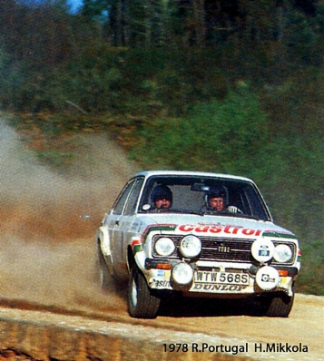 Hannu Mikkola - Arne Hertz
12º Rallye de Portugal Vinho do Porto 1978. Ford Escort RS 1800 MKII (WTW 568S). Clasificado 2º.

Del 19 al 23 de Abril, Estoril, Portugal.
Superficie: asfalto - tierra.

El Rally tenia un total de 2504 km de los que 627 km divididos en 46 tramos eran especiales.

Tomaron la salida 112 equipos, finalizaron 20.@
Palabras clave: ;Portugal;Ford;Escort;MKII;1978