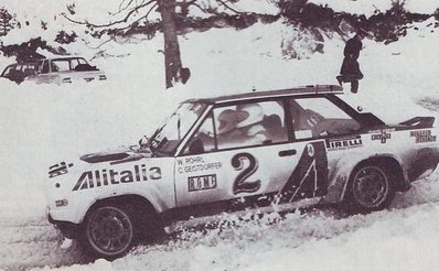  Walter Röhrl - Christian Geistdörfer
46º Rallye Automobile de Monte-Carlo 1978. Fiat 131 Abarth (TO R19731). Clasificado 4º.

Del 21 al 27 de Enero, Monte-Carlo.
Superficie: asfalto - nieve.

El Rally tenia un total de 4600 km de los que 570 km divididos en 29 tramos eran especiales (5 de ellas fueron canceladas SS8 Col du Fanget de 10 Km, SS10 Serre Chevalier de 10 Km, SS11 Col du Lautaret de 15 Km, SS14 Saint Pierreville de 16 Km y SS15 Burzet de 44 Km).

Se inscribieron 231 equipos, tomaron la salida 216, finalizaron 129.

© Morelli-Bertier
@@@
Palabras clave: Walter_Röhrl;Christian_Geistdorfer;Fiat;Abarth;Montecarlo;1978;nieve