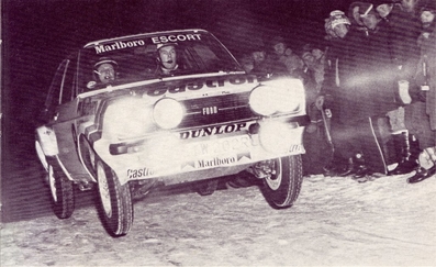 Ari Vatanen - Atso Aho
28º Internacional Suecia Rally 1978. Ford Escort RS 1800 MKII (STW 202R). Clasificado 5º.

Del 10 al 12 de Febrero, Karlstad, Suecia.
Superficie: nieve - hielo.

El Rally tenia un total de 1443.00 km de los que 615.60 km divididos en 38 tramos eran especiales (una de ellas fue cancelada SS36 Finneback - Renstad 2 de 16.90 Km).

Se inscribieron 116 equipos, tomaron la salida 112, finalizaron 60.@
Palabras clave: ;Ford;Escort;MKII;Suecia;1978;nieve;