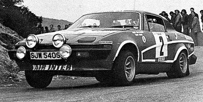 Anthony (Tony) Pond - Fred Gallagher
22º Tour de Corse 1978. Triumph TR7 V8 (SJW 540S). Abandonó por el embrague en SS1 Saint Florent - Pietra Moneta de 27.80 Km.

Del 4 al 5 de Noviembre, Ajaccio, Francia.
Superficie: asfalto.

El Rally tenia un total de 1166 km de los que 533 km divididos en 10 tramos, eran especiales.

En esta edición hab­ian 4 tramos de casi 100 Km
SS3 Le Fango - St Sauveur de 85.80 Km
SS5 Moca - Abbazia de 99 Km
SS8 St Antoine - Pont St Lauren de 97.60 Km
SS9 Ponte Nuovo - Pianiccia de 88.20 Km

Tomaron la salida 116 equipos, finalizaron 37.
@
Palabras clave: Tony_Pond;Triumph;TR7;Corse;Corcega;1978