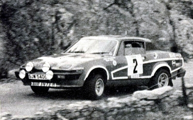 Anthony (Tony) Pond - Fred Gallagher
22º Tour de Corse 1978. Triumph TR7 V8 (SJW 540S). Abandonó por el embrague en SS1 Saint Florent - Pietra Moneta de 27.80 Km.

Del 4 al 5 de Noviembre, Ajaccio, Francia.
Superficie: asfalto.

El Rally tenia un total de 1166 km de los que 533 km divididos en 10 tramos, eran especiales.

En esta edición hab­ian 4 tramos de casi 100 Km
SS3 Le Fango - St Sauveur de 85.80 Km
SS5 Moca - Abbazia de 99 Km
SS8 St Antoine - Pont St Lauren de 97.60 Km
SS9 Ponte Nuovo - Pianiccia de 88.20 Km

Tomaron la salida 116 equipos, finalizaron 37.
@
Palabras clave: Tony_Pond;Triumph;TR7;Corse;Corcega;1978