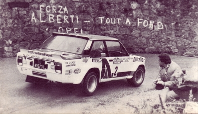 Walter Röhrl - Christian Geistdörfer
20º Rallye Sanremo 1978. Fiat 131 Abarth (TO R19731). Abandonó por accidente en SS37 Quazzo 2 de 12.00 Km.

Del 3 al 7 de Octubre, Sanremo, Liguria, Imperia, Italia.
Superficie: asfalto.

El Rally tenia un total de 1663.80 km de los que 893.80 km divididos en 56 tramos eran especiales, (1 fue cancelado, SS25 Santuario 1 de 7.30 km).

Se inscribieron 135 equipos, tomaron la salida 122, finalizaron 56.@
Palabras clave: Walter_Röhrl;Fiat;Abarth;Sanremo;1978