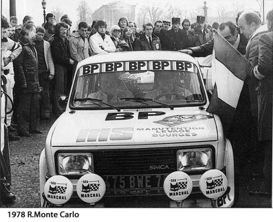 Dany Snobeck - Maurice Gélin
46º Rallye Automobile de Monte-Carlo 1978. Simca Rallye 3 (475 BWE 75). Abandonó por accidente.

Del 21 al 27 de Enero, Monte-Carlo.
Superficie: asfalto - nieve.

El Rally tenia un total de 4600 km de los que 570 km divididos en 29 tramos eran especiales (5 de ellas fueron canceladas SS8 Col du Fanget de 10 Km, SS10 Serre Chevalier de 10 Km, SS11 Col du Lautaret de 15 Km, SS14 Saint Pierreville de 16 Km y SS15 Burzet de 44 Km).

Se inscribieron 231 equipos, tomaron la salida 216, finalizaron 129.@
Palabras clave: Dany_Snobeck;Simca;Montecarlo;Rallye;1978