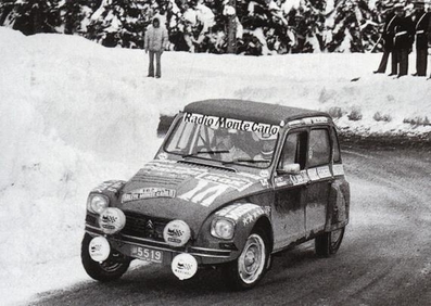 Michel Peyret - Jean-Jacques Cornelli
46º Rallye Automobile de Monte-Carlo 1978. Citröen Dyane 6 (5519). Abandonó.

Del 21 al 27 de Enero, Monte-Carlo.
Superficie: asfalto - nieve.

El Rally tenia un total de 4600 km de los que 570 km divididos en 29 tramos eran especiales (5 de ellas fueron canceladas SS8 Col du Fanget de 10 Km, SS10 Serre Chevalier de 10 Km, SS11 Col du Lautaret de 15 Km, SS14 Saint Pierreville de 16 Km y SS15 Burzet de 44 Km).

Se inscribieron 231 equipos, tomaron la salida 216, finalizaron 129.@
Palabras clave: Citroen;Dyane;Montecarlo;1978