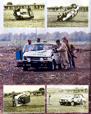 Carlo Cavicchi - Giulio Rancati
5º Critérium Molson du Québec 1978. Fiat 127. Abandonó por accidente en SS4 C. Robillard 4 de 2,20 Km.
Foto momento del accidente.

Del 13 al 17 de Septiembre, Montreal, Quebec, Canadá.
Superficie: tierra - asfalto.

El Rally tenia un total de 1427.85 Km de los que 533.70 Km divididos en 14 tramos eran especiales.

Se inscribieron 61 equipos, tomaron la salida 58, finalizaron 24.

Foto 3 de 4
@
Palabras clave: Fiat;Quebec;Canada;1978;Crash