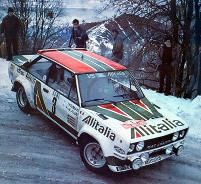 Markku Alén - Ilkka Kivimäki
47º Rallye Automobile de Monte-Carlo 1979. Fiat 131 Abarth (TO R19730). Clasificado 3º.

Del 20 al 26 de Enero, Monte-Carlo.
Superficie: asfalto - nieve.

El Rally tenia un total de 4840 km de los que 619 km divididos en 30 tramos eran especiales (1 de ellos fue cancelado SS13 St Barthelemy de 19 Km).

Se inscribieron 255 equipos, tomaron la salida 233, finalizaron 84.

© Morelli-Bertier
@@
Palabras clave: Markku_Alen;Fiat;Abarth;Montecarlo;1979;nieve