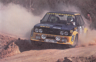 Benigno (Beny) Fernández - Jordi Sabater
9º Rally Montseny-Guilleries 1979. Fiat 131 Abarth, Gr.4 SEAT Competición (B-2527-CV). Clasificado 3º.

Del 24 al 25 de Marzo.
Superficie: asfalto - tierra.

Tomaron la salida un mínimo de 30 equipos, finalizaron un mínimo de 14.@
Palabras clave: ;Fiat;Abarth;Gullerias;Montseny;Seat;1979