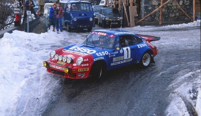 Jean-Pierre Nicolas - Jean Todt
47º Rallye Automobile de Monte-Carlo 1979. Porsche 911 Carrera RS 3.0 (5336 RM 34). Clasificado 6º.

Del 20 al 26 de Enero, Monte-Carlo.
Superficie: asfalto - nieve - hielo.

El Rally tenia un total de 2554.00 km de los que 619.00 km divididos en 30 tramos eran especiales (1 de ellos fue cancelado SS13 St Barthelemy de 19 Km).

Se inscribieron 255 equipos, tomaron la salida 233, finalizaron 84.@
Palabras clave: ;Jean_Todt;Porsche;Montecarlo;1979;nieve