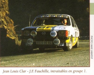 Jean-Louis Clarr - Jean-François Fauchille
22º Critérium des Cévennes 1979. Opel Kadett GT/E, Clasificado 9º.

Del 17 al 18 de Noviembre, Montpellier, Occitania, Francia.
Superficie: asfalto.

El Rally tenía un total de 411.00 km cronometrados divididos en 17 tramos especiales (uno de ellos fue cancelado SS1 Prologue 1 de 5.00 km).

Tomaron la salida 326 equipos, finalizaron 92.@
Palabras clave: Jean-Louis_Clarr;Jean-François_Fauchille;Criterium_Cevennes;Opel;Kadett;1979