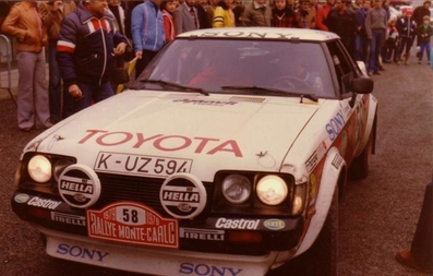 Klaus Fritzinger - Günther Schons
47º Rallye Automobile de Monte-Carlo 1979. Toyota Celica 2000 GT (K-UZ 594). Clasificado 14º.

Del 20 al 26 de Enero, Monte-Carlo.
Superficie: asfalto - nieve.

El Rally tenia un total de 4840 km de los que 619 km divididos en 30 tramos, eran especiales (1 de ellos fue cancelado SS13 St Barthelemy de 19 Km).

Se inscribieron 255 equipos, tomaron la salida 233, finalizaron 84.@
Palabras clave: Toyota;Celica;Montecarlo;1979