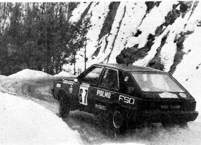 Andrzej Jaroszewicz - Ryszard Zyszkowski
47º Rallye Automobile de Monte-Carlo 1979. FSO Polonez 2000 (WAS 534B). Clasificado 53º.

Del 20 al 26 de Enero, Monte-Carlo.
Superficie: asfalto - nieve.

El Rally tenia un total de 4840 km de los que 619 km divididos en 30 tramos, eran especiales (1 de ellos fue cancelado SS13 St Barthelemy de 19 Km).

Se inscribieron 255 equipos, tomaron la salida 233, finalizaron 84.@
Palabras clave: FSO;Polonez;Montecarlo;1979;Nieve