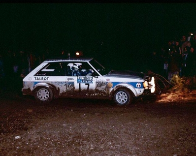 Anthony (Tony) Pond - Ian Grindrod
28º Lombard RAC Rally 1979. Talbot Sunbeam Lotus (EVC 444T). Abandonó por accidente en SS41 Brycheiniog de 11.27 Km.

Del 18 al 21 de Noviembre, Chester, Inglaterra.
Superficie: tierra.

El Rally tenia un total de 2.120 km de los que 661.48 km divididos en 59 tramos eran especiales.

Se inscribieron 217 equipos, tomaron la salida 175, finalizaron 74.

[b]COPYRIGHT :[/b][url=lesashephotography.com] [b][u]lesashephotography.com.[/u][/b] [/url]
@
Palabras clave: Tony_Pond;Talbot;Lotus;Sunbeam;Gran_Bretaña;1979;RAC_Rally