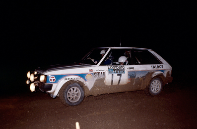 Anthony (Tony) Pond - Ian Grindrod
28º Lombard RAC Rally 1979. Talbot Sunbeam Lotus (EVC 444T). Abandonó por accidente en SS41 Brycheiniog de 11.27 Km.

Del 18 al 21 de Noviembre, Chester, Inglaterra.
Superficie: tierra.

El Rally tenia un total de 2.120 km de los que 661.48 km divididos en 59 tramos eran especiales.

Se inscribieron 217 equipos, tomaron la salida 175, finalizaron 74.

[b]COPYRIGHT :[/b][url=lesashephotography.com] [b][u]lesashephotography.com.[/u][/b] [/url]
@
Palabras clave: Tony_Pond;Talbot;Sunbeam;Lotus;RAC_Rally;Gran_Bretaña;1979