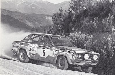 Timo Salonen - Seppo Harjanne
11º Motogard Rally de Nueva Zelanda 1980. Datsun 160J. Clasificado 1º.

Del 13 al 17 Septiembre, Nelson, Nueva Zelanda.
Superficie: tierra - asfalto.1034.00 km

El Rally tenia un total de 2191.00 km de los que 1034.00 km divididos en 41 tramos eran especiales.

Tomaron la salida 85 equipos, finalizaron 43.@
Palabras clave: Timo_Salonen;Seppo_Harjanne;Datsun;Nueva_Zelanda;1980