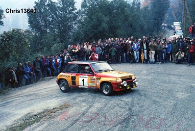 Jean Ragnotti - Jean-Marc Andrié
23º Critérium des Cévennes 1980. Renault 5 Turbo. Clasificado 2º.

Del 22 al 23 de Noviembre, Montpellier.
Superficie: asfalto.

La prueba tenía un total de 716.00 km de los que 417.00 km divididos en 15 tramos eran especiales.

Tomaron la salida 276 equipos, finalizaron 116.@
Palabras clave: ;Criterium_Cevennes;Renault;Turbo;1980