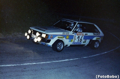 Henri Toivonen - Antero Lindqvist
22º Rally de San Remo 1980. Talbot Sunbeam Lotus. Clasificado 5º.
El Rally tenia un total de 2868 km de los que 821 km divididos en 51 tramos, eran especiales, (2 de ellas fueron canceladas SS7 y SS8).
Se inscribieron 88 participantes, tomaron la salida 77, finalizaron 19.
Foto Alberto Anam.@@
Palabras clave: Henri_Toivonen;Talbot;Sunbeam;Lotus;Sanremo;1980
