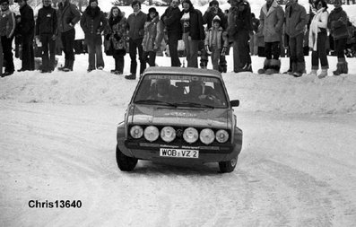 Per Eklund - Hans Sylvan
48º Rallye Automobile de Monte-Carlo 1980. Volkswagen Golf GTI (WOB-VZ 2). Clasificado 5º.

Del 19 al 25 de Enero, Monte-Carlo.
Superficie: asfalto - nieve.

El Rally tenia un total de 3063.30 km de los que 695.30 km divididos en 33 tramos eran especiales, (4 de ellas fueron canceladas SS17 Pont du Fosse - Romette de 21 Km, SS20 Col du Corobin de 15 Km, SS32 Pont des Miolans - St Auban 2 de 24 Km y SS33 Roquesteron - Boyon 3 de 18 Km).

Se inscribieron 255 equipos, tomaron la salida 237, finalizaron 88.@
Palabras clave: Per_Eklund;Hans_Sylvan;Volkswagen;Golf;GTI;Montecarlo;nieve;1980