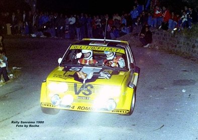 Markku Alén - Ilkka Kivimaki
22º Rallye San Remo 1980. Fiat 131 Abarth (PD 514333). Abandonó por motor en SS18 Martini Egal 2 de 11.70 Km.

Del 6 al 11 de Octubre, Sanremo, Imperia, Liguria, Italia.
Superficie: asfalto - tierra.

El Rally tenia un total de 2868.00 km de los que 821.00 km divididos en 51 tramos eran especiales, (2 de ellas fueron canceladas SS7 y SS8).

Se inscribieron 88 equipos, tomaron la salida 77, finalizaron 19.@
Palabras clave: Markku_Alen;Fiat;Abarth;Sanremo;1980