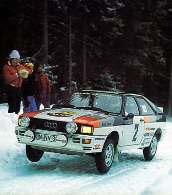 Hannu Mikkola - Arne Hertz
31º International Suecia Rally 1981. Audi Quattro (IN-NV 90). Clasificado 1º.

Dominaron el Rally desde el principio hasta el final. Hicieron el mejor tiempo "scrath" en las 25 especiales de las que constaba la prueba.

Del 13 al 15 de Febrero, Suecia.
Superficie: nieve - hielo.

El Rally tenia un total de 1368.00 km de los que 369.00 km divididos en 25 tramos eran especiales.

Tomaron la salida 116 equipos, finalizaron 73.@
Palabras clave: ;Audi;Quattro;nieve;Suecia;1981