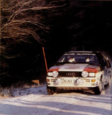 Hannu Mikkola - Arne Hertz
31º International Suecia Rally 1981. Audi Quattro (IN-NV 90). Clasificado 1º.

Dominaron el Rally desde el principio hasta el final. Hicieron el mejor tiempo "scrath" en las 25 especiales de las que constaba la prueba.

Del 13 al 15 de Febrero, Suecia.
Superficie: nieve - hielo.

El Rally tenia un total de 1368.00 km de los que 369.00 km divididos en 25 tramos eran especiales.

Tomaron la salida 116 equipos, finalizaron 73.@
Palabras clave: ;Audi;Quattro;nieve;Suecia;1981