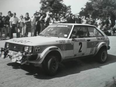 Guy Fréquelin - Jean Todt
25º Tour de Corse - Rallye de France 1981. Talbot Sunbeam Lotus (PVC 999W). Clasificado 2º.

Del 30 de Abril al 2 de Mayo, Ajaccio.
Superficie: asfalto.

El Rally tenia un total de 1613 km de los que 1144 km divididos en 24 tramos eran especiales.

Se inscribieron 126 equipos, tomaron la salida 120, finalizaron 42.@
Palabras clave: ;Jean_Todt;Talbot;Sunbeam;Lotus;Corcega;Corse;1981