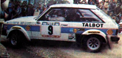 Henri Toivonen - Fred Gallagher
15º Rallye de Portugal Vinho do Porto 1981. Talbot Sunbeam Lotus (NVC 444W). Clasificado 2º.

Del 4 al 7 de Marzo, Estoril, Cascais, Lisboa, Portugal.
Superficie: asfalto - tierra.

El Rally tenia un total de 2571.00 km de los que 678.00 km divididos en 46 tramos eran especiales.

Se inscribieron 110 equipos, tomaron la salida 95, finalizaron 24.@
Palabras clave: Henri_Toivonen;Talbot;Sunbeam;Lotus;Portugal;1981