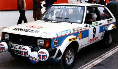 Henri Toivonen - Fred Gallagher
15º Rallye de Portugal Vinho do Porto 1981. Talbot Sunbeam Lotus (NVC 444W). Clasificado 2º.

Del 4 al 7 de Marzo, Estoril, Cascais, Lisboa, Portugal.
Superficie: asfalto - tierra.

El Rally tenia un total de 2571.00 km de los que 678.00 km divididos en 46 tramos eran especiales.

Se inscribieron 110 equipos, tomaron la salida 95, finalizaron 24.@
Palabras clave: Henri_Toivonen;Talbot;Sunbeam;Lotus;Portugal;1981
