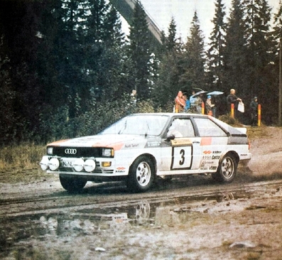 Hannu Mikkola - Arne Hertz
31º 1000 Lakes Rally 1981. Audi Quattro (IN-NL 88). Clasificado 3º.

Del 28 al 30 de Agosto, Jyväskylä, Finlandia.
Superficie: tierra.

El Rally tenia un total de 1418.89 km de los que 453.09 km divididos en 48 tramos eran especiales, (2 de ellas fueron canceladas SS11 y SS37 Ristijarvi de 13.20 Km).

Se inscribieron 152 equipos, tomaron la salida 146, finalizaron 66.@
Palabras clave: ;Audi;Quattro;Finlandia;1981