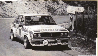 Anthony (Tony) Pond - Ian Grindrod
25º Tour de Corse - Rallye de France 1981. Datsun Violet (KNY58YA5563). Clasificado 3º.

Del 30 de Abril al 2 de Mayo, Ajaccio.
Superficie: asfalto.
El Rally tenia un total de 1613 km de los que 1144 km divididos en 24 tramos eran especiales.
Se inscribieron 126 equipos, tomaron la salida 120, finalizaron 42.@
Palabras clave: Tony_Pond;Corse;Corcega;Datsun;Violet;1981