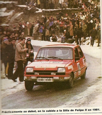 Carlos Sainz Cenamor
Practicamente su debut en La Subida a la Silla de Felipe II en El Escorial Madrid 1981.

Renault 5.

Creemos que quedó 5º clasificado.
Palabras clave: ;Renault;1981