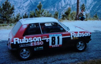 Pierre Toujan - Annick Peuvergne
25º Tour de Corse - Rallye de France 1981. Peugeot 104 ZS. Clasificado 13º.

Del 30 de Abril al 2 de Mayo, Ajaccio.
Superficie: asfalto.

El Rally tenia un total de 1613 km de los que 1144 km divididos en 24 tramos eran especiales.

Se inscribieron 126 equipos, tomaron la salida 120, finalizaron 42.
Palabras clave: Peugeot;Corse;Corcega;1981