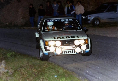 Henri Toivonen - Fred Gallagher
25º Tour de Corse - Rallye de France 1981. Talbot Sunbeam Lotus. Abandonó por la suspensión delantera en SS5 Liamone - Suaricchio de 83,70 Km.

Del 30 de Abril al 2 de Mayo, Ajaccio, Córcega, Francia.
Superficie: asfalto.

El Rally tenia un total de 1613.00 km de los que 1144.60 km divididos en 24 tramos, eran especiales.

Se inscribieron 126 equipos, tomaron la salida 120, finalizaron 42.@
Palabras clave: Henri_Toivonen;Talbot;Lotus;Sunbeam;Corse;Corcega;1981