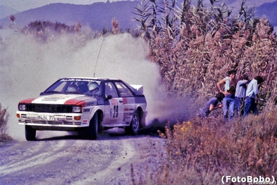 Michele Cinotto - Emilio Radaelli
23º Rally de Sanremo 1981. Audi Quattro (IN-NL 77). Abandonó por accidente en SS26 Talbot 1.

Del 5 al 10 de Octubre, Sanremo, Italia.
Superficie: asfalto - tierra.

El Rally tenia un total de 2847.00 km de los que 751.06 km divididos en 61 tramos eran especiales, (2 de ellas fueron canceladas SS51 Upega de 12.35 km y SS56 San Romolo de 34.95 km).

Tomaron la salida 63 equipos, finalizaron 27.

© Alberto Anam
@
Palabras clave: Michele_Cinotto;Audi;Quattro;Sanremo;1981