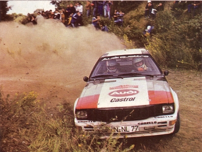 Michele Cinotto - Emilio Radaelli
23º Rally de Sanremo 1981. Audi Quattro (IN-NL 77). Abandonó por accidente en SS26 Talbot 1.

Del 5 al 10 de Octubre, Sanremo, Italia.
Superficie: asfalto - tierra.

El Rally tenia un total de 2847.00 km de los que 751.06 km divididos en 61 tramos eran especiales, (2 de ellas fueron canceladas SS51 Upega de 12.35 km y SS56 San Romolo de 34.95 km).

Tomaron la salida 63 equipos, finalizaron 27.@
Palabras clave: Michele_Cinotto;Audi;Quattro;Sanremo;1981