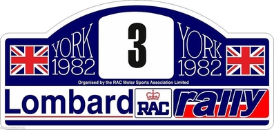 31º Lombard RAC Rally 1982
Prueba 13 de 13 FIA World Rally Championship

Del 21 al 25 de Noviembre, York, Inglaterra.
Superficie: asfalto - tierra.

El Rally tenia un total de 2970.00 km de los que 711.73 km divididos en 69 tramos eran especiales, (una de ellas fue cancelada SS46 Yair de 8.53 Km).

Se inscribieron 161 equipos, tomaron la salida 146, finalizaron 63.
Palabras clave: cartel;1982