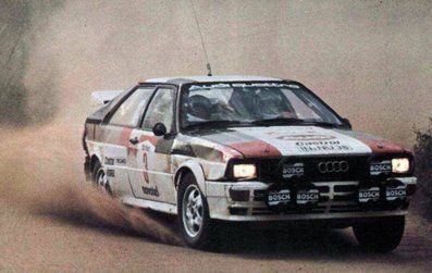 Michèle Mouton - Fabrizia Pons
4º Marlboro Rallye de Brasil 1982. Audi Quattro (IN-NU 38). Clasificada 1ª.

Último Rallye válido para el campeonato del Mundo ganado por Michèle Mouton.

Del 11 al 14 de Agosto, Sao Paulo, Brasil.
Superficie: tierra.

El Rally tenia un total de 2295 km de los que 705.98 km divididos en 29 tramos eran especiales, (5 de ellas fueron canceladas, SS7, SS14, SS15, SS20 y SS22).

Tomaron la salida 55 equipos, finalizaron 5.@
Palabras clave: Michele_Mouton;Audi;Quattro;Brasil;1982