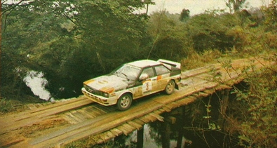 Michèle Mouton - Fabrizia Pons
4º Marlboro Rallye de Brasil 1982. Audi Quattro (IN-NU 38). Clasificada 1ª.

Último Rallye válido para el campeonato del Mundo ganado por Michèle Mouton.

Del 11 al 14 de Agosto, Sao Paulo, Brasil.
Superficie: tierra.

El Rally tenia un total de 2295 km de los que 705.98 km divididos en 29 tramos eran especiales, (5 de ellas fueron canceladas, SS7, SS14, SS15, SS20 y SS22).

Tomaron la salida 55 equipos, finalizaron 5.@
Palabras clave: Michele_Mouton;Audi;Quattro;Brasil;1982;Mujeres;Womens