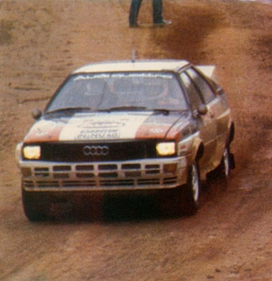 Michèle Mouton - Fabrizia Pons
4º Marlboro Rallye de Brasil 1982. Audi Quattro (IN-NU 38). Clasificada 1ª.

Último Rallye válido para el campeonato del Mundo ganado por Michèle Mouton.

Del 11 al 14 de Agosto, Sao Paulo, Brasil.
Superficie: tierra.

El Rally tenia un total de 2295 km de los que 705.98 km divididos en 29 tramos eran especiales, (5 de ellas fueron canceladas, SS7, SS14, SS15, SS20 y SS22).

Tomaron la salida 55 equipos, finalizaron 5.@
Palabras clave: Michele_Mouton;Audi;Quattro;Brasil;1982;Mujeres;Womens
