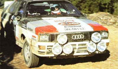 Michèle Mouton - Fabrizia Pons
16º Rallye de Portugal Vinho do Porto 1982. Audi Quattro (IN-NH 42). Clasificada 1ª.

Del 3 al 6 de Marzo, Estoril, Cascais, Lisboa, Portugal.
Superficie: asfalto - tierra.

El Rally tenia un total 2312 km de los que 637.07 km divididos 40 tramos eran especiales.

Se inscribieron 107 equipos, tomaron 91, finalizaron 23.@
Palabras clave: Michele_Mouton;Audi;Grupo_B;Quattro;Portugal;1982;mujeres;Womens