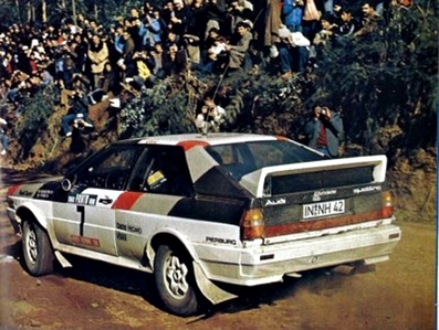 Michèle Mouton - Fabrizia Pons
16º Rallye de Portugal Vinho do Porto 1982. Audi Quattro (IN-NH 42). Clasificada 1ª.

Del 3 al 6 de Marzo, Estoril, Cascais, Lisboa, Portugal.
Superficie: asfalto - tierra.
El Rally tenia un total 2312 km de los que 637.07 km divididos 40 tramos eran especiales.
Se inscribieron 107 equipos, tomaron 91, finalizaron 23.@
Palabras clave: Michele_Mouton;Audi;Quattro;Portugal;1982;mujeres;Womens