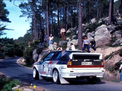 Michèle Mouton - Fabrizia Pons
16º Rallye de Portugal Vinho do Porto 1982. Audi Quattro (IN-NH 42). Clasificada 1ª.

Del 3 al 6 de Marzo, Estoril, Cascais, Lisboa, Portugal.
Superficie: asfalto - tierra.
El Rally tenia un total 2312 km de los que 637.07 km divididos 40 tramos eran especiales.
Se inscribieron 107 equipos, tomaron 91, finalizaron 23.@
Palabras clave: Michele_Mouton;Audi;Quattro;Portugal;1982