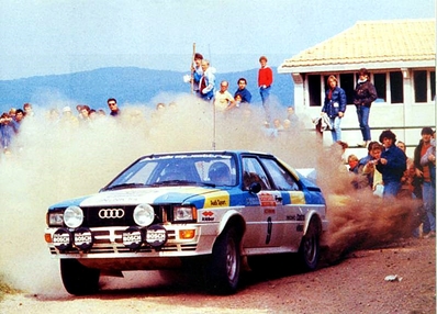 Stig Blomqvist - Björn Cederberg
24º Rally de Sanremo 1982. Audi Quattro (IN-NK 54). Clasificado 1º.

Del 3 al 9 de Octubre, Sanremo, Imperia, Liguria, Italia.
Superficie: asfalto - tierra.
El Rally tenia un total de 2663 km de los que 735.44 km divididos en 56 tramos eran especiales.
Tomaron la salida 90 equipos, finalizaron 27.@
Palabras clave: Stig_Blomqvist;Audi;Quattro;Grupo_B;Sanremo;1982