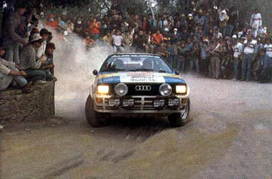 Stig Blomqvist - Björn Cederberg
24º Rally de Sanremo 1982. Audi Quattro (IN-NK 54). Clasificado 1º.

Del 3 al 9 de Octubre, Sanremo, Imperia, Liguria, Italia.
Superficie: asfalto - tierra.
El Rally tenia un total de 2663 km de los que 735.44 km divididos en 56 tramos eran especiales.
Tomaron la salida 90 equipos, finalizaron 27.@
Palabras clave: Stig_Blomqvist;Audi;Quattro;Grupo_B;Sanremo;1982