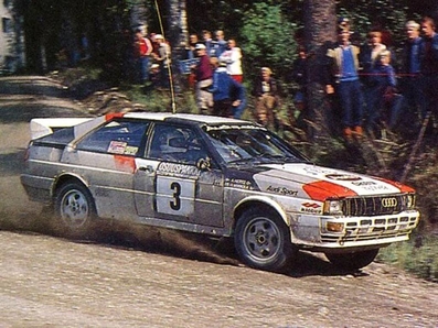 Hannu Mikkola - Arne Hertz
32º Rally of the 1000 Lakes 1982. Audi Quattro (IN-NN 82). Clasificado 1º.

Del 27 al 29 de Agosto, Jyväskylä, Finlandia.
Superficie: tierra.

El Rally tenia un total de 1432.00 km de los que 479.82 km divididos en 47 tramos eran especiales, (una de ellas fue cancelada SS39 Kalasaari de8.85 km).

Tomaron la salida 154 equipos, finalizaron 68.@
Palabras clave: ;Audi;Quattro;Finlandia;1982