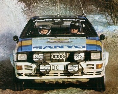 Stig Blomqvist - Bjorn Cederberg
32º International Swedish Rally 1982. Audi Quattro (N-DC 163). Clasificado 1º.
Audi Sport Sweden

Del 12 al 14 de Febrero, Karlstad, Suecia.
Superficie: nieve - hielo.

El Rally tenia un total de 1390.00 km de los que 366.51 km divididos en 25 tramos eran especiales (2 de ellas fueron canceladas SS11 Rada de 6 Km y SS14 Klaralven de 8 Km).

Tomaron la salida 116 equipos, finalizaron 68.@
Palabras clave: Stig_Blomqvist;Bjorn_Cederberg;Audi;Quattro;Suecia;grupo_B;nieve;1982