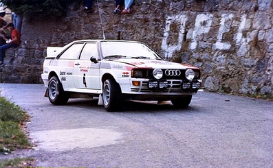 Hannu Mikkola - Arne Hertz
24º Rallye de Sanremo 1982. Audi Quattro (IN-NN 82). Clasificado 2º.

Del 3 al 9 de Octubre, Sanremo, Imperia, Liguria, Italia.
Superficie: asfalto - tierra.
El Rally tenia un total de 2663 km de los que 735.44 km divididos en 56 tramos eran especiales.
Tomaron la salida 90 equipos, finalizaron 27.@
Palabras clave: ;Audi;Quattro;Sanremo;1982