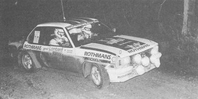 Henri Toivonen - Fred Gallagher
31º Lombard RAC Rally 1982. Opel Ascona 400 (GG-CK 217). Clasificado 3º.

Del 21 al 25 de Noviembre, York, Inglaterra.
Superficie: asfalto - tierra.

El Rally tenia un total de 2970.00 km de los que 711.73 km divididos en 69 tramos eran especiales, (una de ellas fue cancelada SS46 Yair de 8.53 Km).

Se inscribieron 161 equipos, tomaron la salida 146, finalizaron 63.@
Palabras clave: Henri_Toivonen;Opel;Ascona;Gran_Bretaña;1982;RAC_Rally;Inglaterra